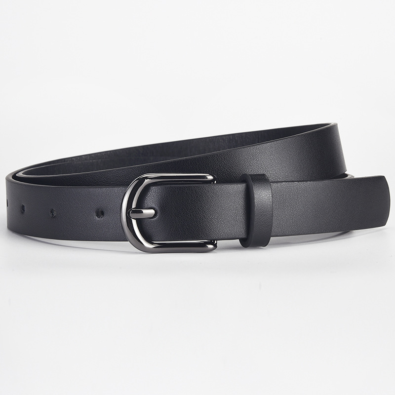 Shiny Black Pin Buckle PU Leather Belt. High-end unisex versatile decorative belt