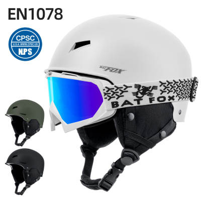 BATFOX Ski Helmet Anti-collision Protectors for Men and Women Adult Outdoor Cycling Warm Ski Helmet