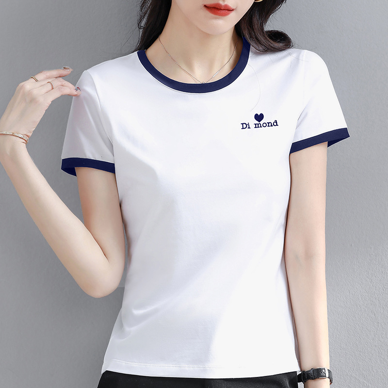 Sports Casual Short-sleeved White T-shirt Women's Stretch Summer Modal T-shirt 2025 New Color-matching Mother Round Neck Top
