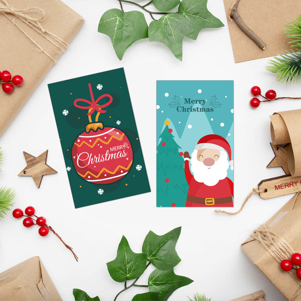 50 sheets/pack mini Thank you Christmas card creative cartoon cute Christmas greeting card cute illustration Christmas card