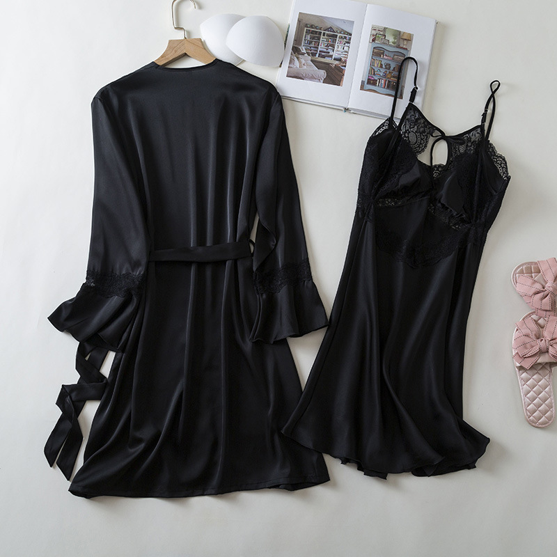 Sexy pajamas women's Thin Ice Silk Pure desire style lace edge beauty back home wear spring and summer new silk strap nightdress
