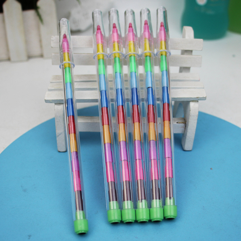 Creative building blocks coloring crayon 11 colors round crayon oil painting stick color pen color student stationery prize wholesale