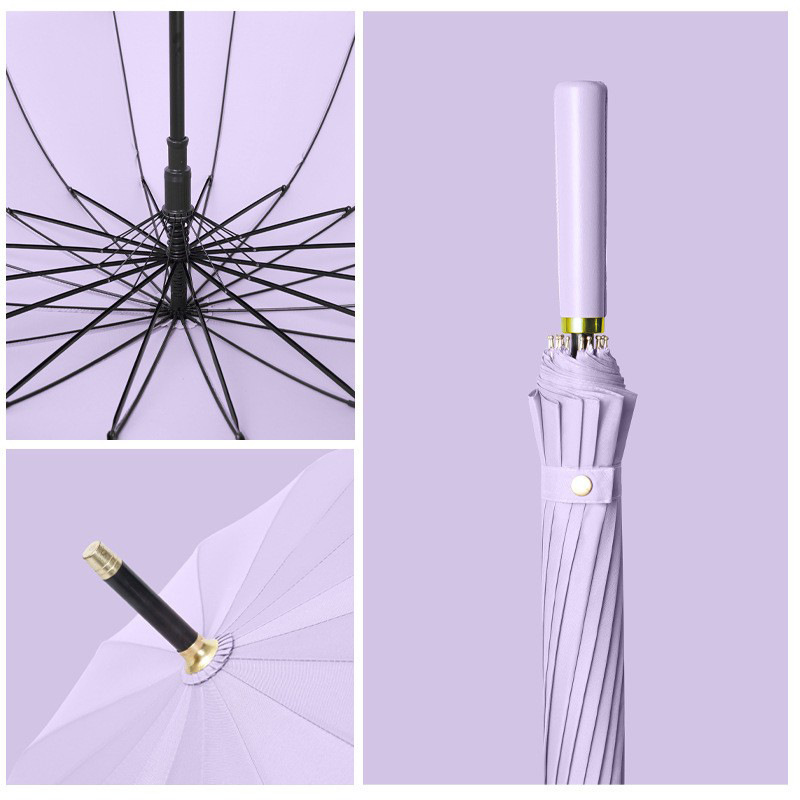 Small fresh 16 bone straight rod hook automatic waterproof umbrella wholesale long handle men's and women's umbrella large straight handle