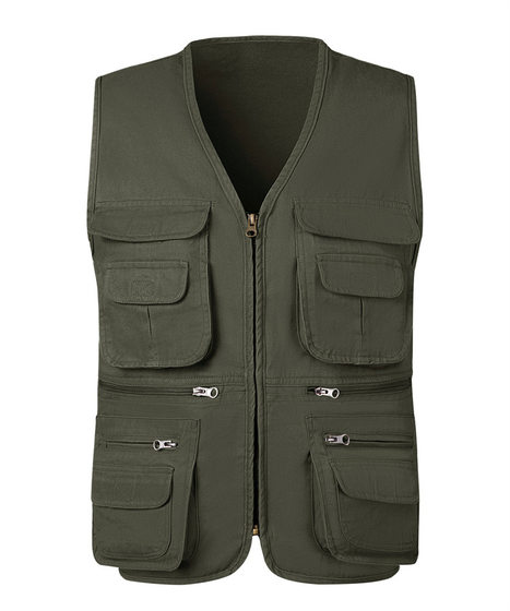 Middle-aged and elderly vest spring and autumn Leisure outdoor vest manufacturer plus size multi-pocket photography cotton vest men's 11#