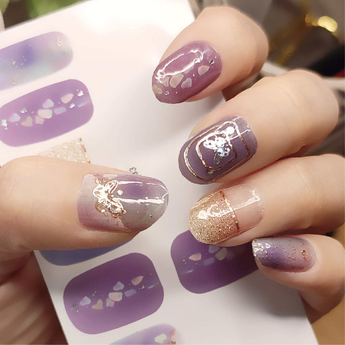 Cross-border Butterfly series nail stickers full stickers 3D gilding gradient finished Nail Polish film stickers foreign trade wear nail stickers