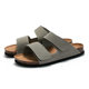 RUIZUSTOCK Wise Foot Men's Cork Slippers Trendy Student One-Word Slippers Double Strap Men's Beach Shoes Frosted Leather