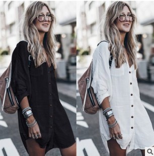 European and American slub rayon shirt beach coat holiday sun protection bikini blouse women's swimsuit outer cardigan