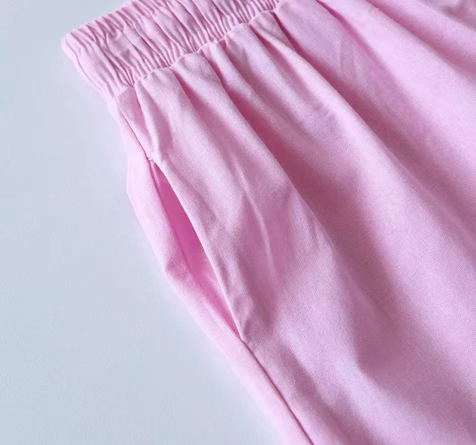 Cross-border  Women's 2-piece Vintage Plus Size 2022 Cotton and Linen Shirt Set High Waist Loose Trousers_voghion.com