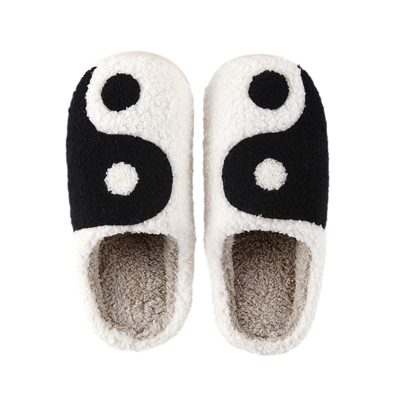 New Comfortable Home Taiji Cartoon Warm Winter Cotton Slippers Couple Men's and Women's Thick Sole Soft Sole Shoes Thick Non-slip