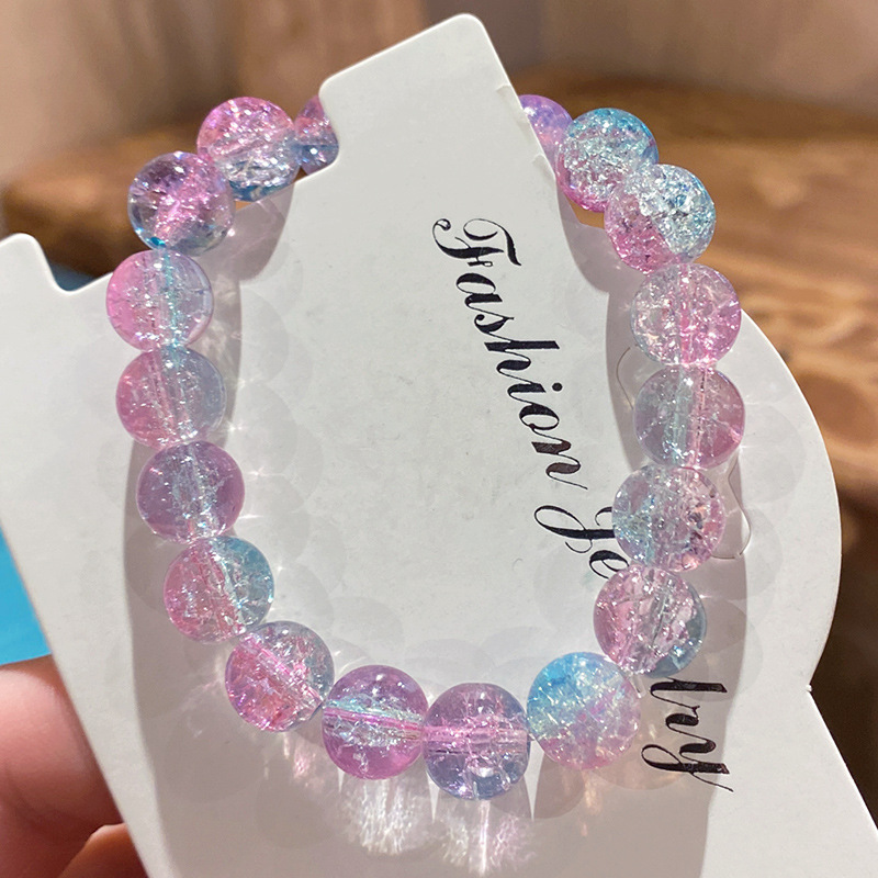 New broken beads ice through two-color bracelet student plate play bracelet wholesale send girlfriends Children's Day small gifts around the finger soft