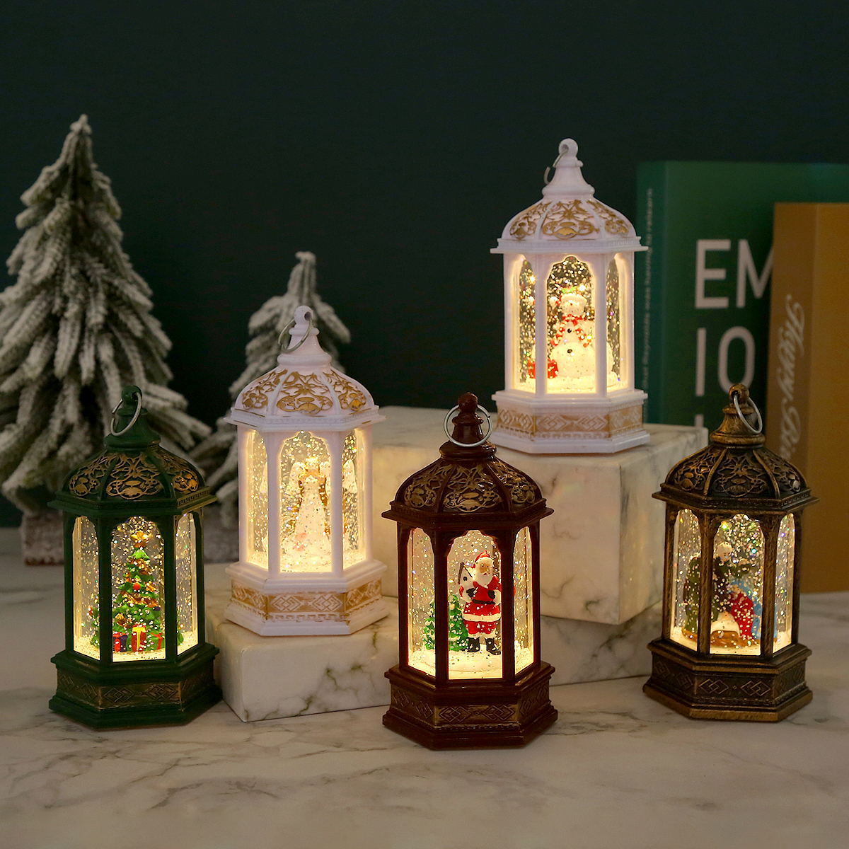 Christmas decorations Christmas gift night light Santa Claus hexagonal wind light for girlfriend water injection Christmas gift