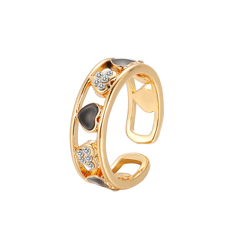 ins Style Ring Niche Women's Micro-inlaid Love Design Light Luxury Hollow Opening Ring Fine Advanced Sense Adjustable_voghion.com