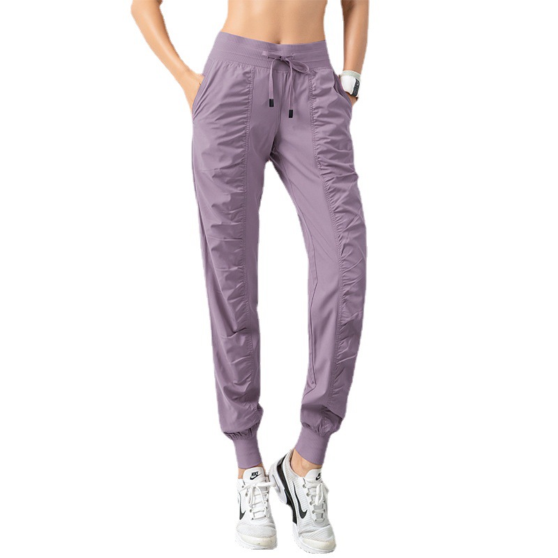 Cross-border Pleated Slim Fitness Sports Pants Women's Loose High Waist Tunic Pants Running Pants Casual Quick-drying Harlan Pants