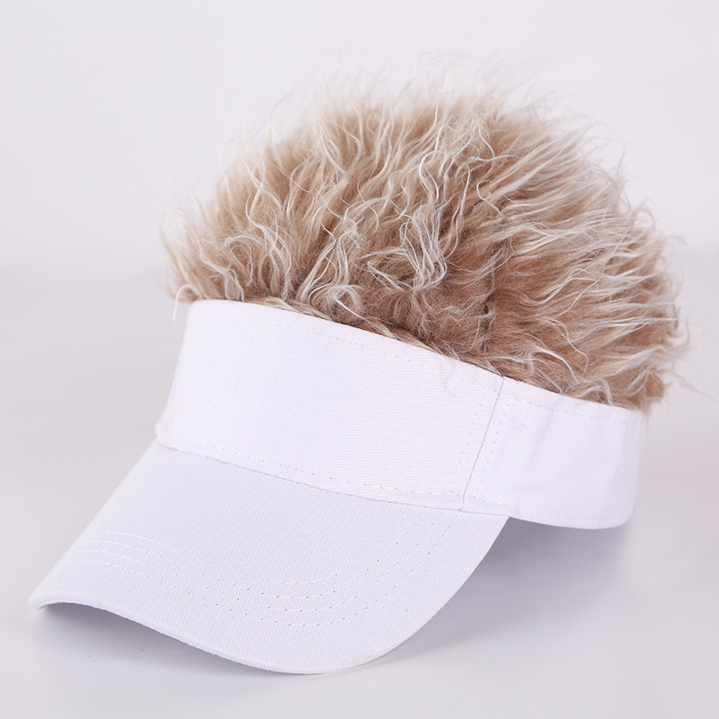 Cross-border new wig baseball cap sun-proof couple wig integrated hat hip hop hat funny peaked cap