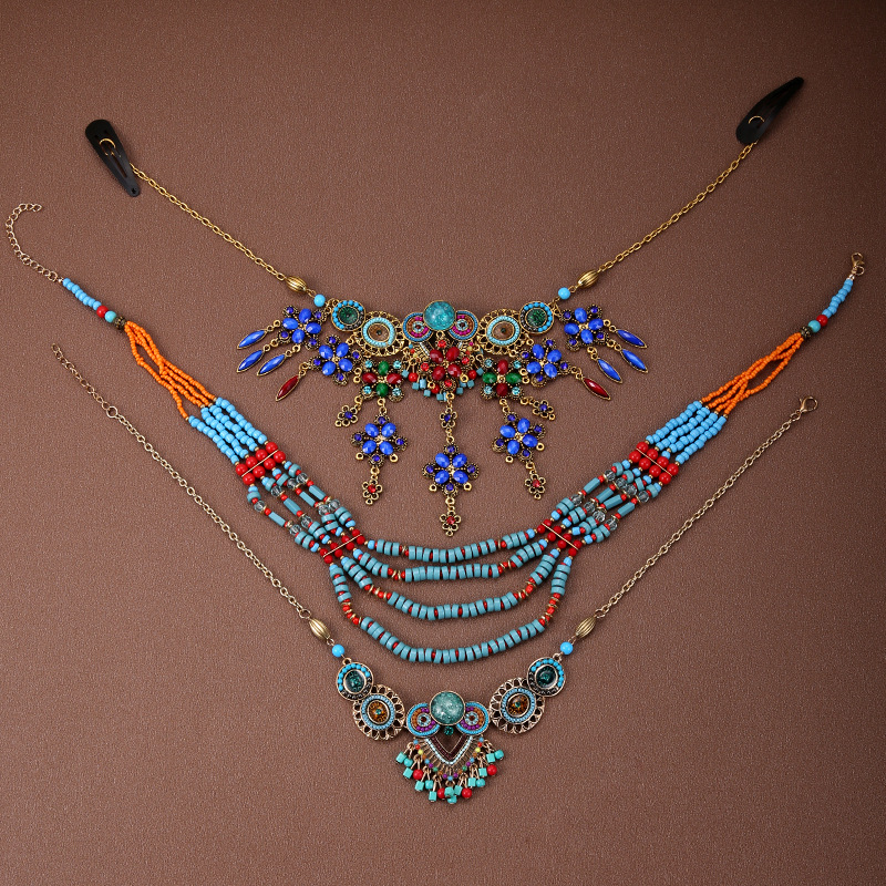 Stirnkette im Stil ausländischer Minderheiten, Kopfkette im tibetischen Stil, böhmische Halskette, Retro-Anzug für Damen, Reisefoto-Kopfbedeckung_voghion.com