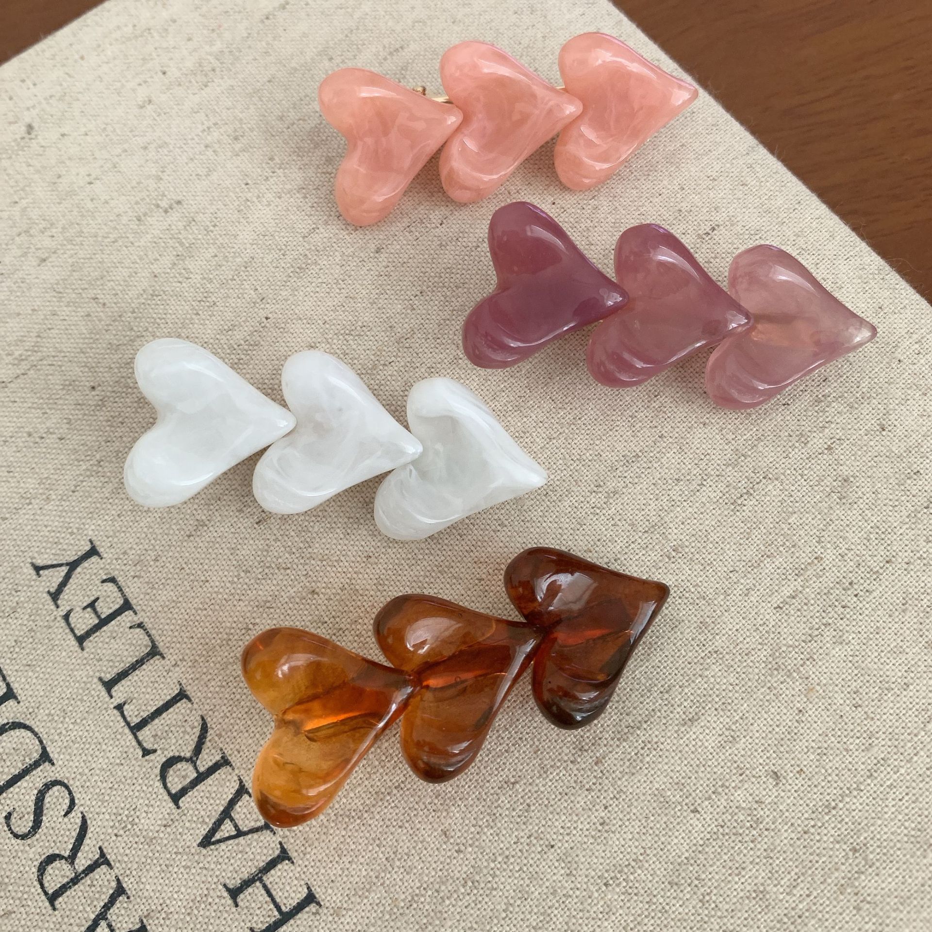 Three Love Hair Clip Women's Side Front Small Clip Headdress Hairpin Sweet Cute Bangs Duckbill Clip Hair Accessories New