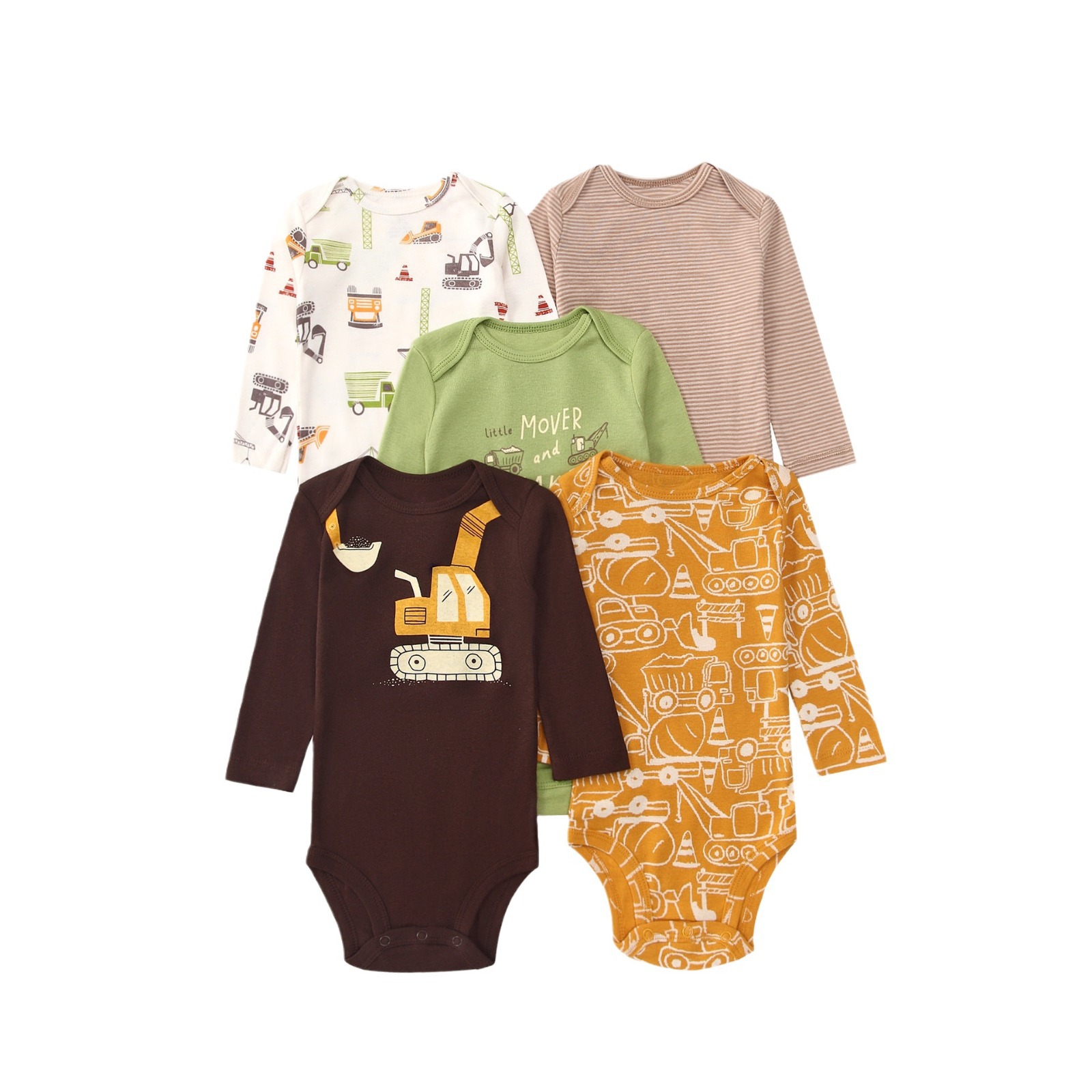 Foreign trade children's clothing Spring and Autumn new infant long-sleeved triangle romper romper five-piece baby jumpsuit cross-border delivery