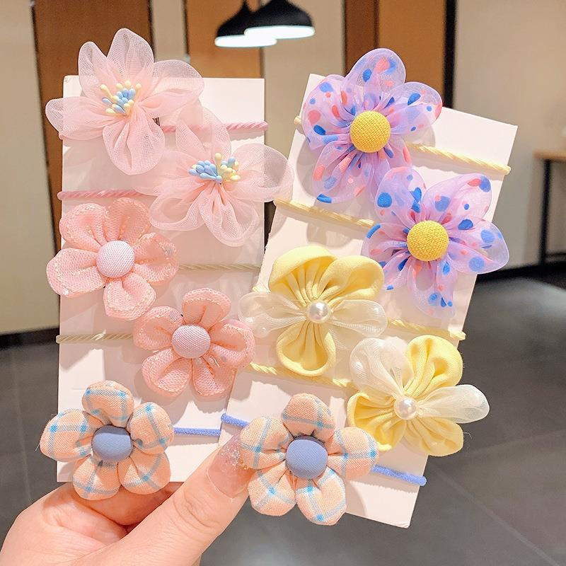 Children's Cute Flower Rubber Band Hair Band Set Baby Do Not Hurt Hair Elastic Good Girls Baby Hair Rope Hair Accessories Women