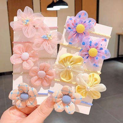 Children's Cute Flower Rubber Band Hair Band Set Baby Do Not Hurt Hair Elastic Good Girls Baby Hair Rope Hair Accessories Women