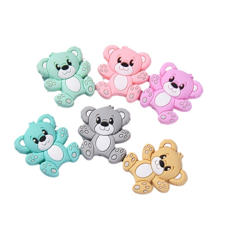New amazon beads silicone bear baby creative pacifier chain accessories cartoon silicone beads wholesale diy