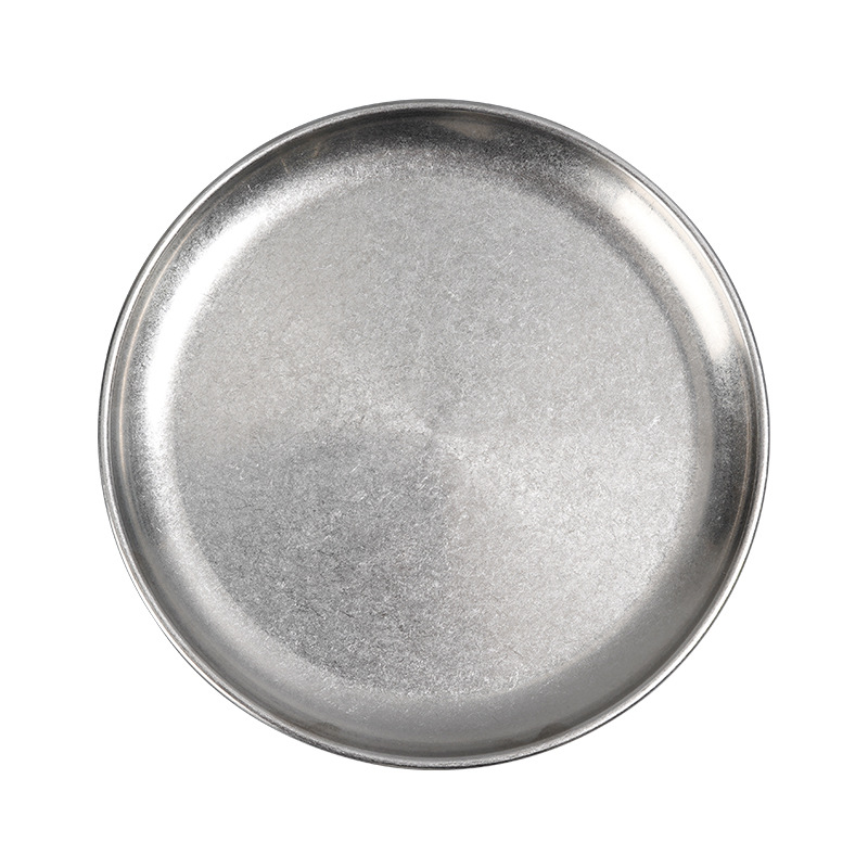 Stainless Steel Barbecue Plate Disc Sushi Plate Industrial Style Old Dish Western Food Plate Steak Cuisine Snack Plate Classical Plate