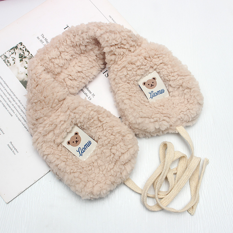 2022 New Cute Cartoon Bear Plush Ear Warm Women's Winter Cycling Warm Foldable Ear Bag Student Earmuffs