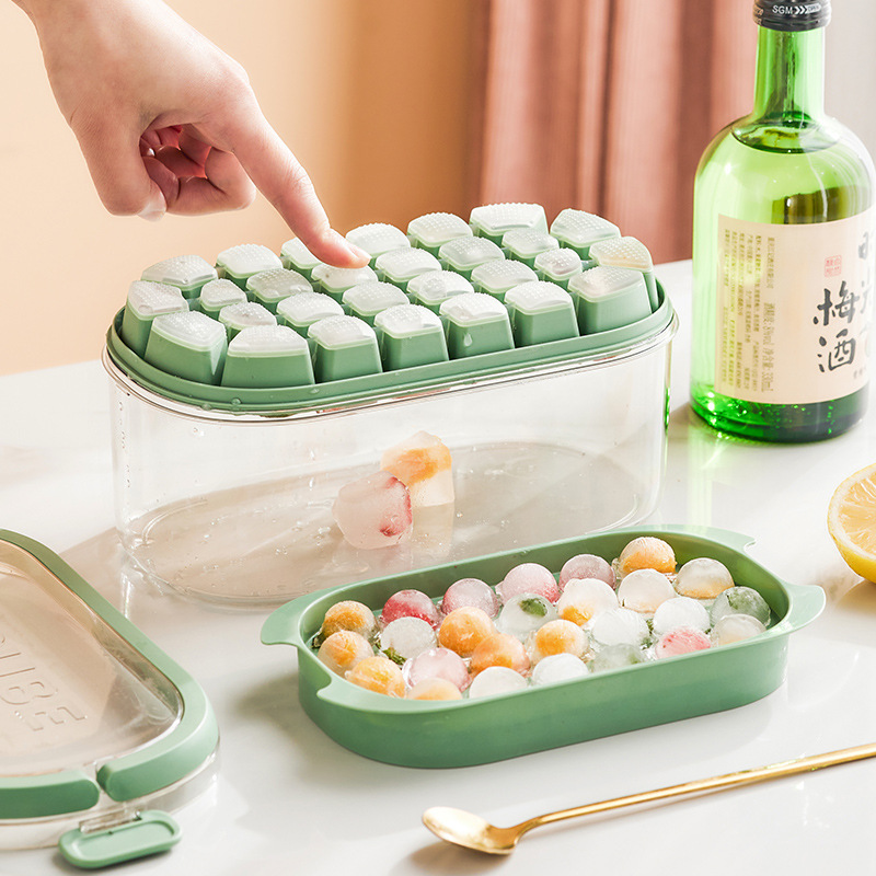Amazon New Press Ice Cube Mold Ice Cube Ice Box Home Storage Frozen Ice Cube Model Refrigerator Ice Storage Box