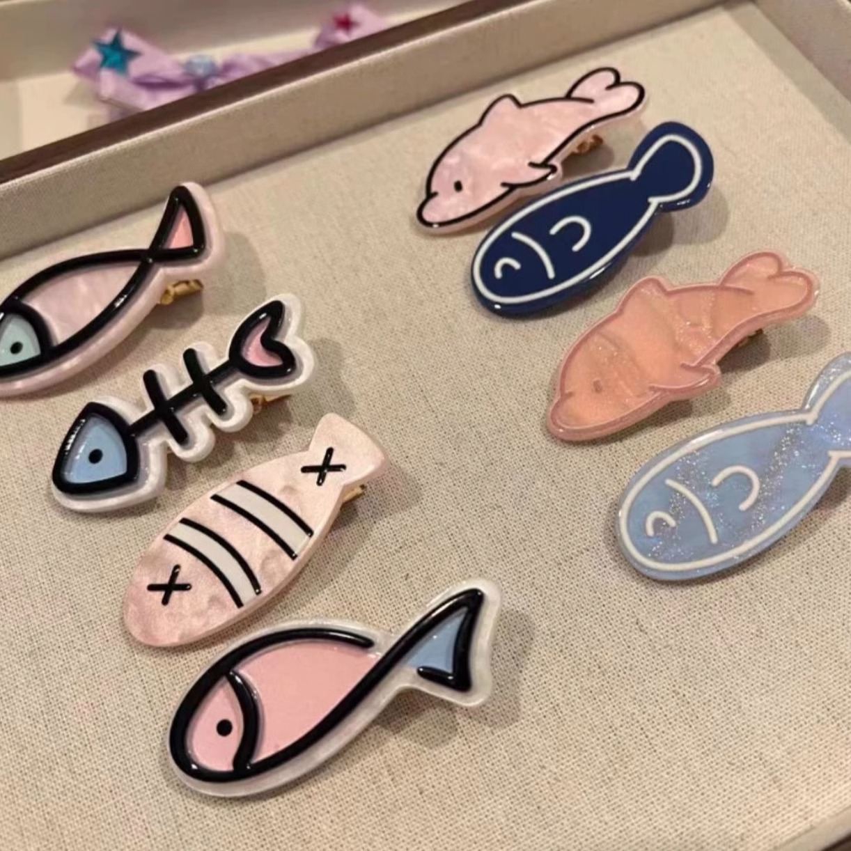 Cute Girl Heart Fish Dried Hair Clip Acrylic Duckbill Clip Hair Accessories 2023 New Bangs Broken Hair Clip Headwear