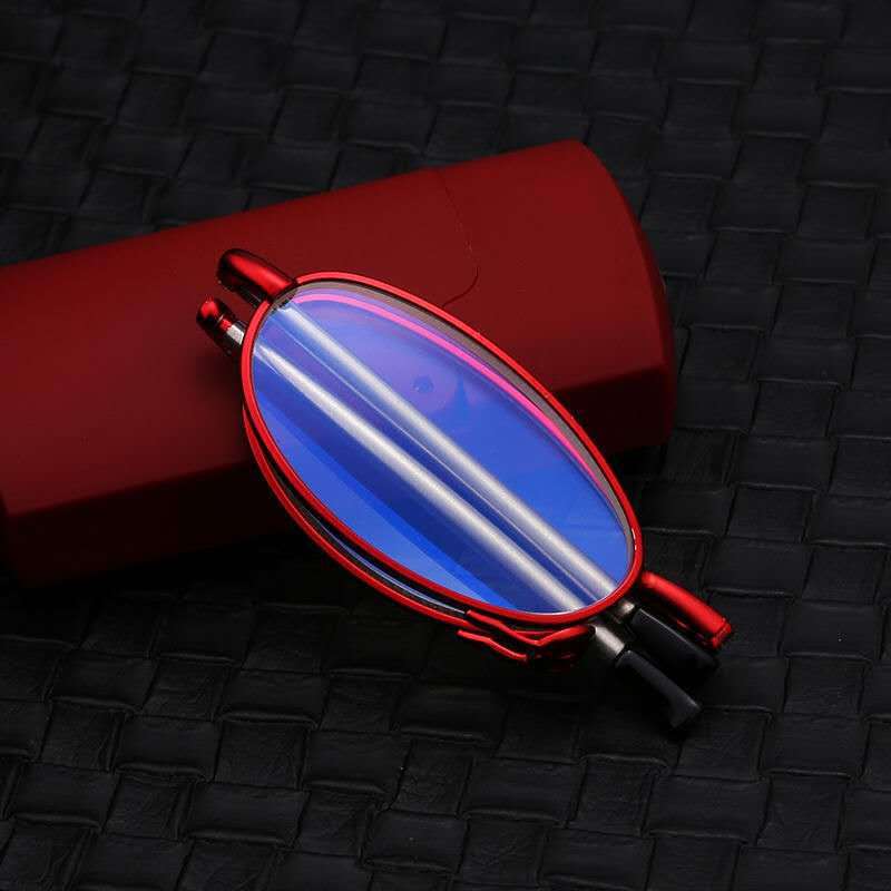 Antenna folding full frame presbyopic black frame anti-blue light anti-fatigue silver simple metal frame presbyopic glasses for the elderly
