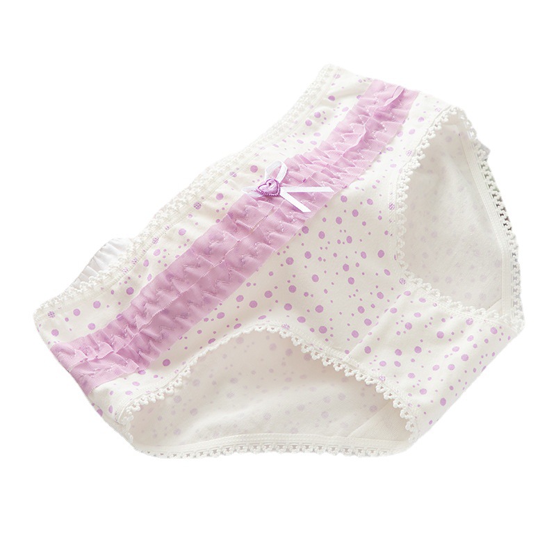 Clearance non-refunding cotton crotch ladies mid-waist plus size cute sweet bow girl student briefs l
