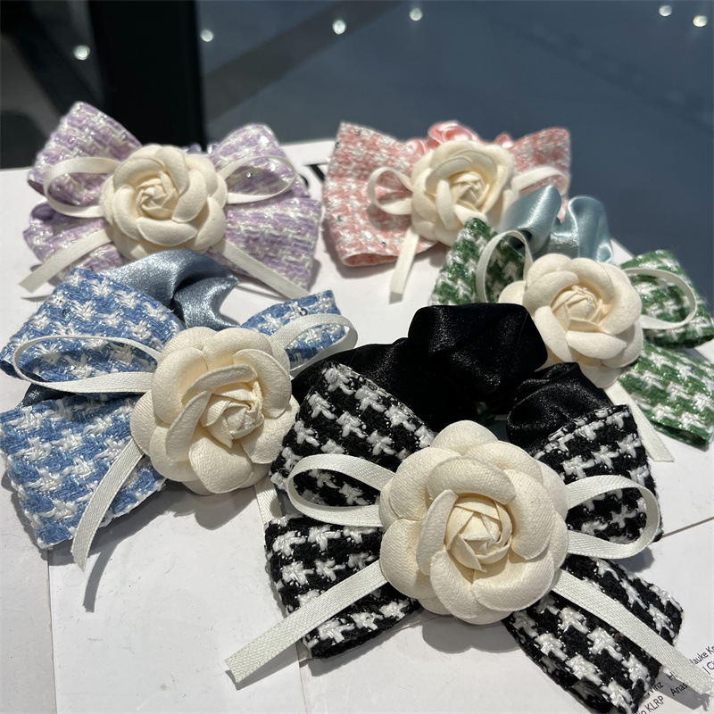 蝴蝶結花朵頭飾2023年韓版簡約丸子頭繩少女可愛皮筋發圈工廠直銷