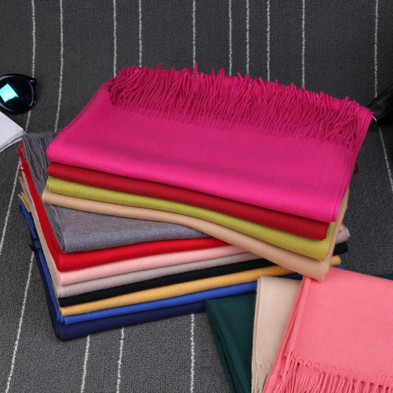 Women's cashmere scarf winter 2023 new pure color Korean style shawl annual meeting gift with logo red scarf printing