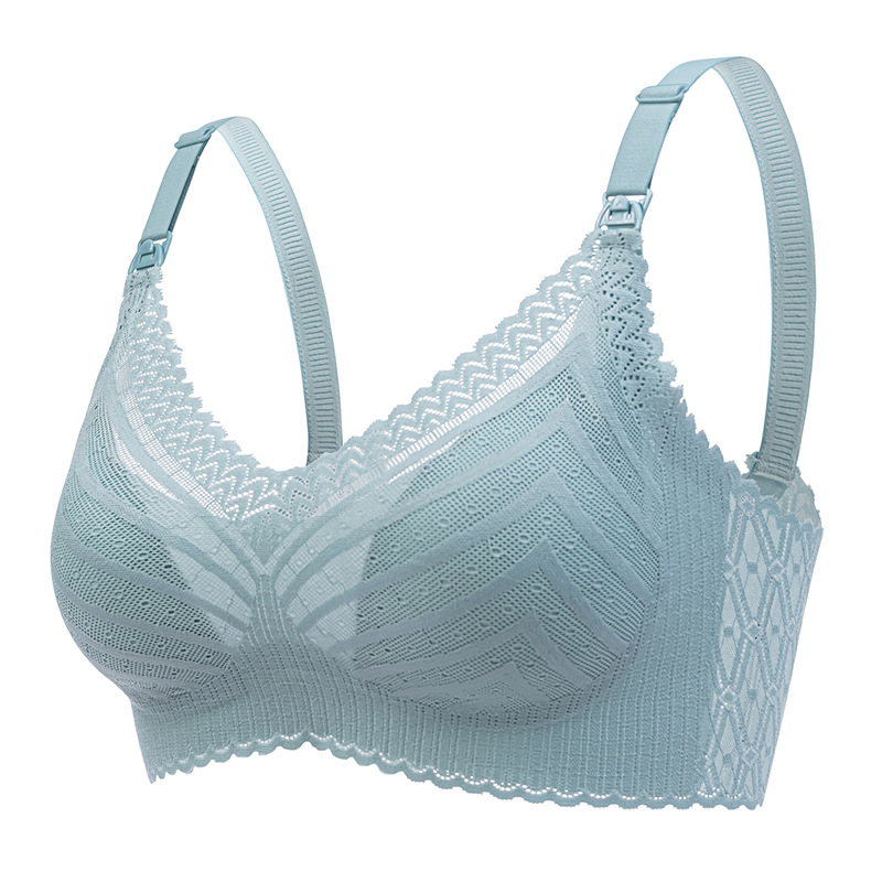 Breastfeeding Bra Top Opening Buckle Non-steel Ring Gathering Anti-sagging Pregnant Women's Underwear Pregnancy Lactation Fixed Cup Thin Bra