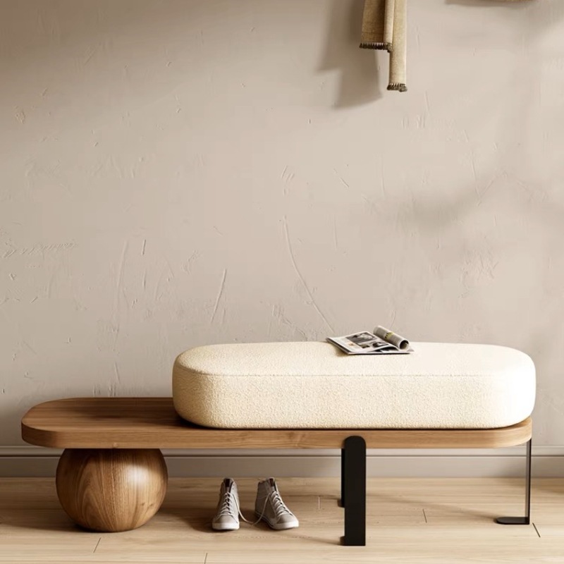 Nordic creative personalized long stool solid wood shoe changing stool home door wearing stool entrance leisure short stool