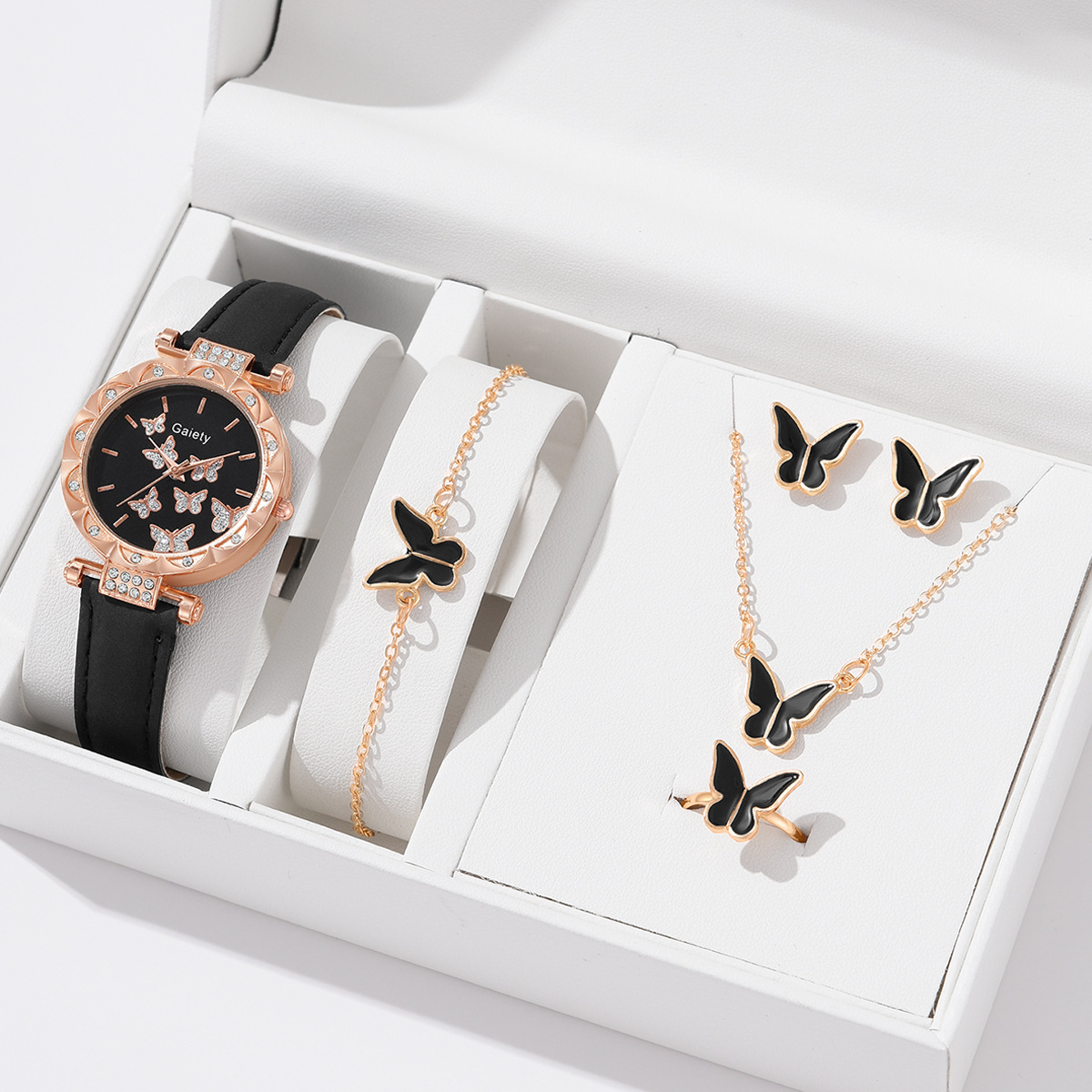 New TikTok Popular Women's Watch Fashion Personality Simple Watch Butterfly Digital Belt Watch Set