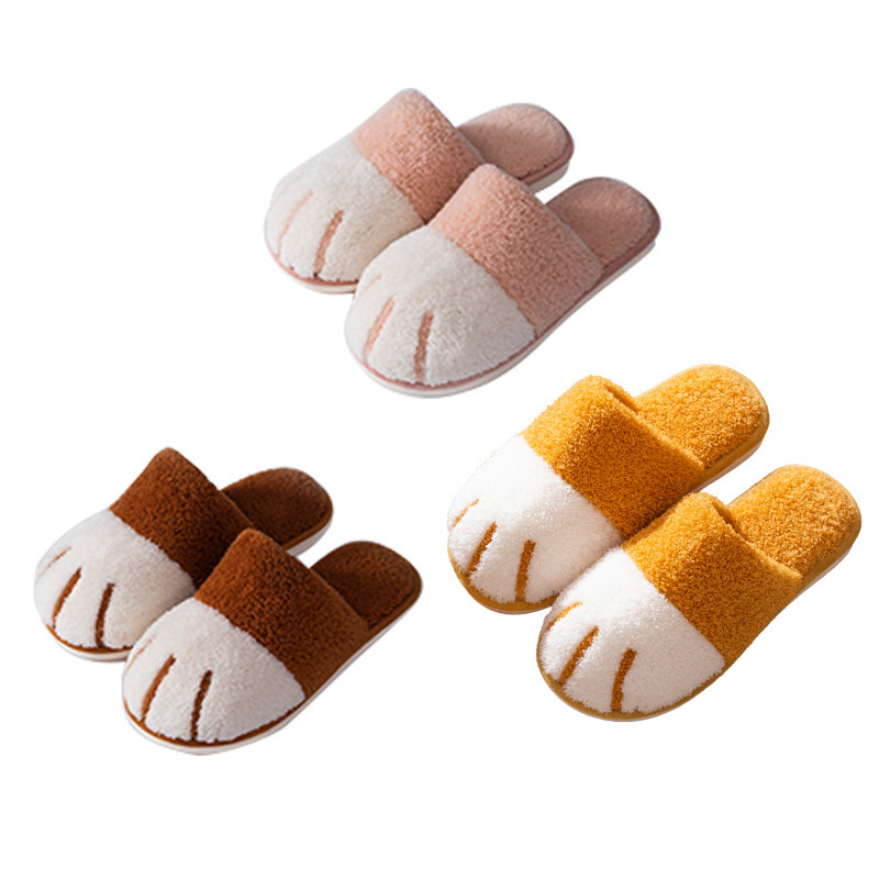 Cross-border Home Moon Shoes Summer Anti-slip Shoes Cute Cotton Slippers fleece-lined Warm Baotou Cat Claw Winter Slippers