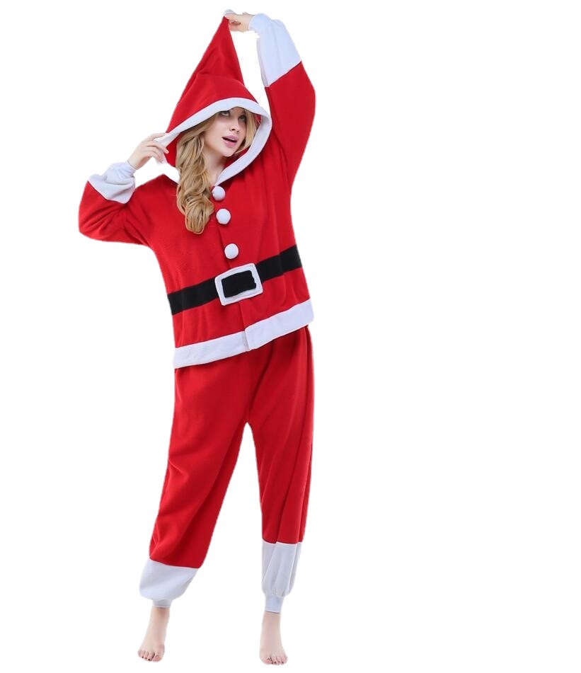Santa Claus Sika Deer Cartoon Siaman Pajamas for Men and Women Cute Thickened Warm Home Clothes Fleece Christmas Deer