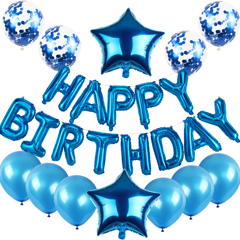 Happy Birthday Balloon Set Latex Sequins Balloon Party Decoration Aluminum Letters Birthday Decoration Atmosphere Layout