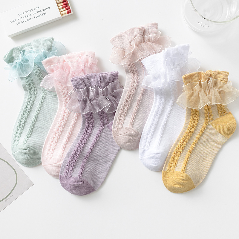 Girls Socks Double Lace Lace Socks Spring and Autumn Summer Little Girls Princess Dance Baby Socks Cotton Children Socks