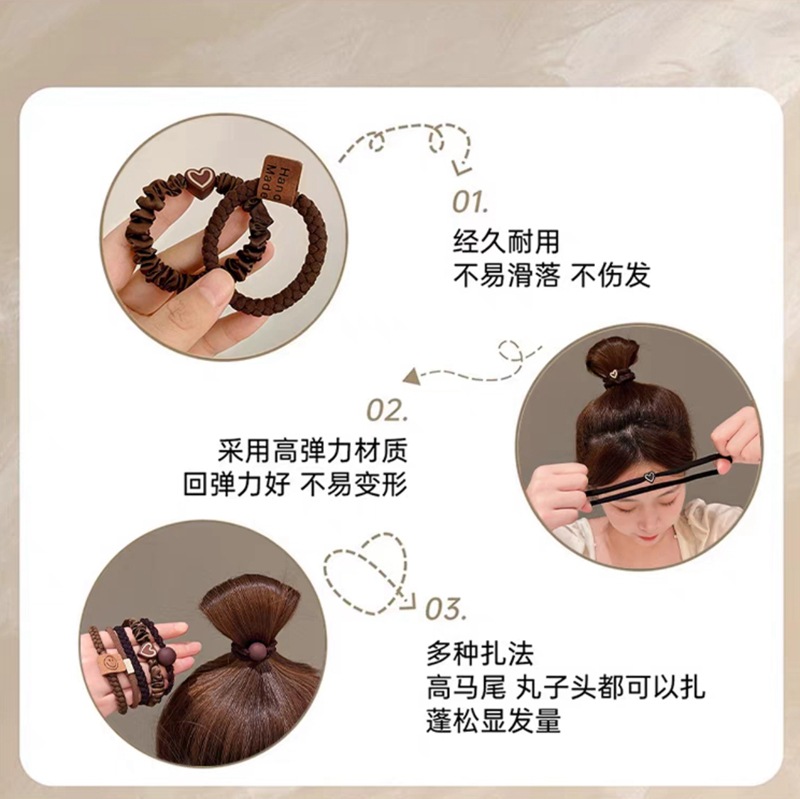Head Rope 2024 New High-end Hair Band Women's Simple Hair Band High Elastic Durable Hair Rope Headwear Leather Cover