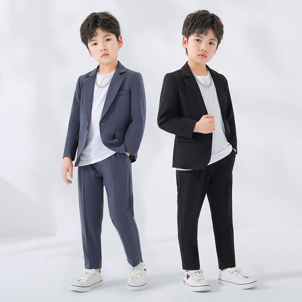 Children's Suit Boy's Spring and Autumn Korean Style Casual Handsome Fashionable Children's Suit Suit Small and Medium-sized Children's Host Banquet Dress