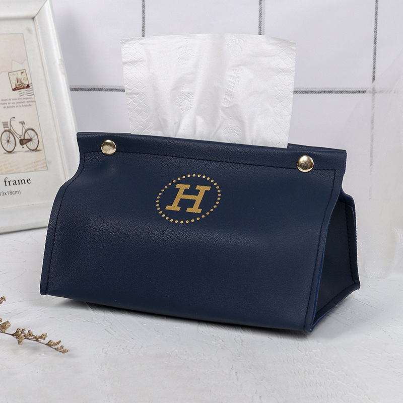 New Nordic Style Hotel Leather Tissue Box ins Style Household Living Room Desktop Storage Car Puff Paper Box