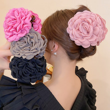 2024 new rhinestone colored glaze flower gun black hairpin high sense back of the head half tie grip clip exquisite shark hair accessories_voghion.com