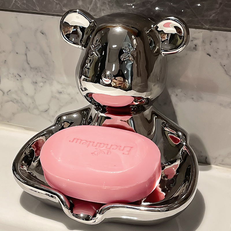 Draining soap box household punch-free wash table ceramic soap box bathroom soap drainage storage rack