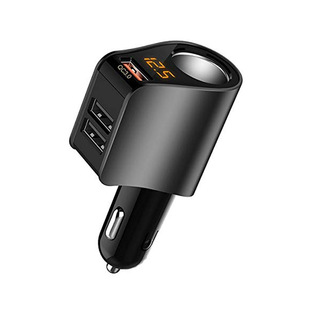 Car one-to-two cigarette lighter car charger car phone charger 3USB fast charge QC3.0 digital display voltage detection