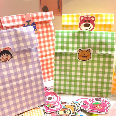 Cross-border ins Colorful Kraft Paper Bag June 1st Birthday Gift Bag Blind Bag Packaging Bag Internet Celebrity Desktop Storage