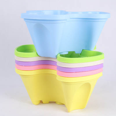 Balcony Vegetable Pot Stereo Multi-layer Overlapping PP Four-petal Three-petal Strawberry Vegetable Resin Planting Pot Plastic Flower Pot