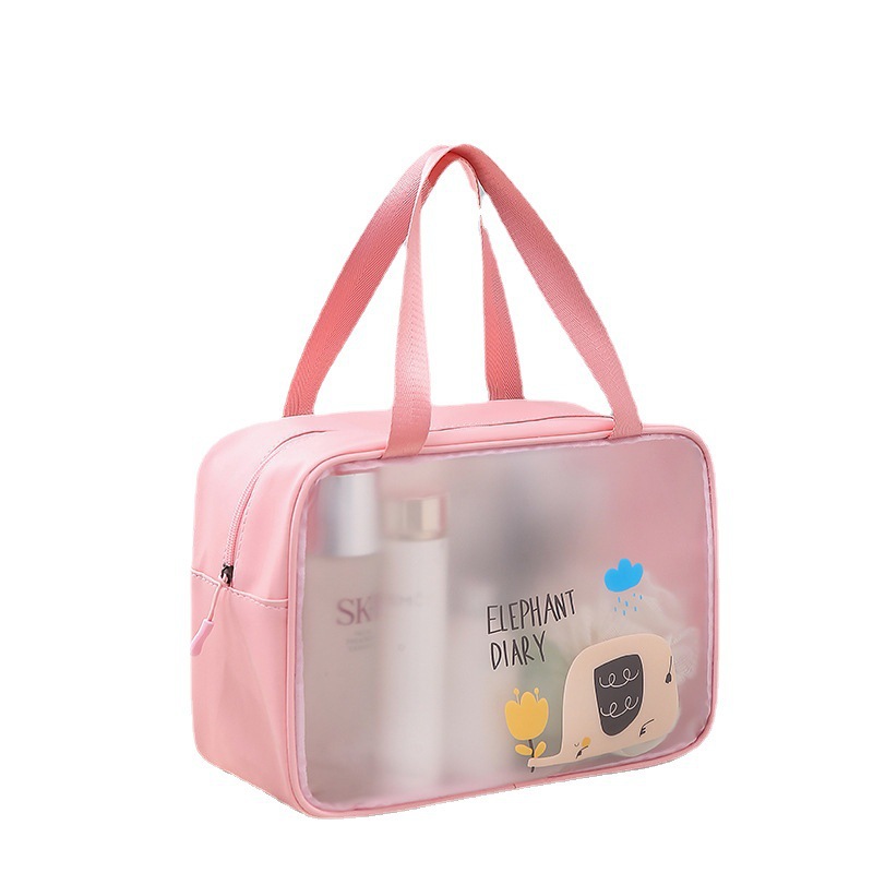 Frosted Cartoon Cosmetic Bag Travel Swimming PVC Waterproof Toiletry Bag Cute High-value Portable Transparent Handbag