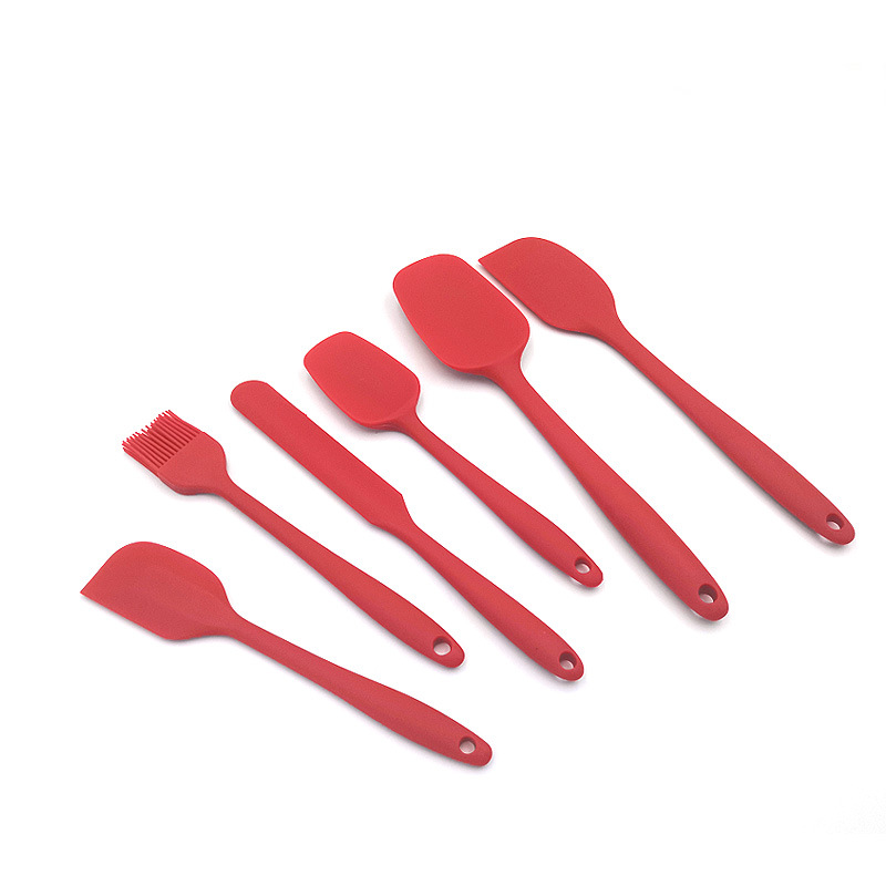 Food grade silicone scraper 6-piece set high temperature resistant stirring cream spatula baking tool spatula oil brush suit