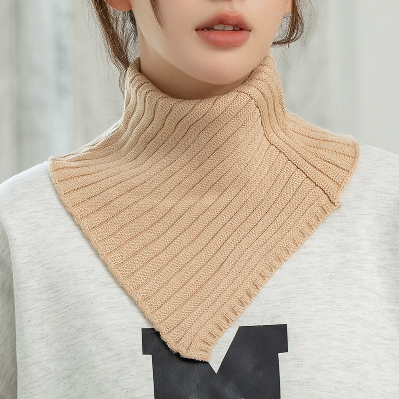 Autumn and winter wool collar women's cervical neck protection scarf thickened warm knitted scarf triangle scarf fashion pullover fake collar